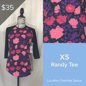 NWT Pink and Purple Floral Lularoe Randy Tee